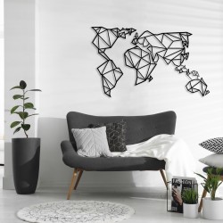 2 PARÇA GEOMETRİK DÜNYA HARİTA METAL DUVAR TABLO 