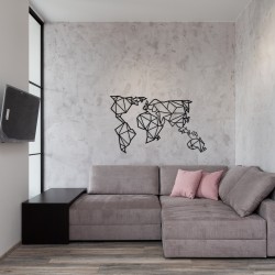 2 PARÇA GEOMETRİK DÜNYA HARİTA METAL DUVAR TABLO 
